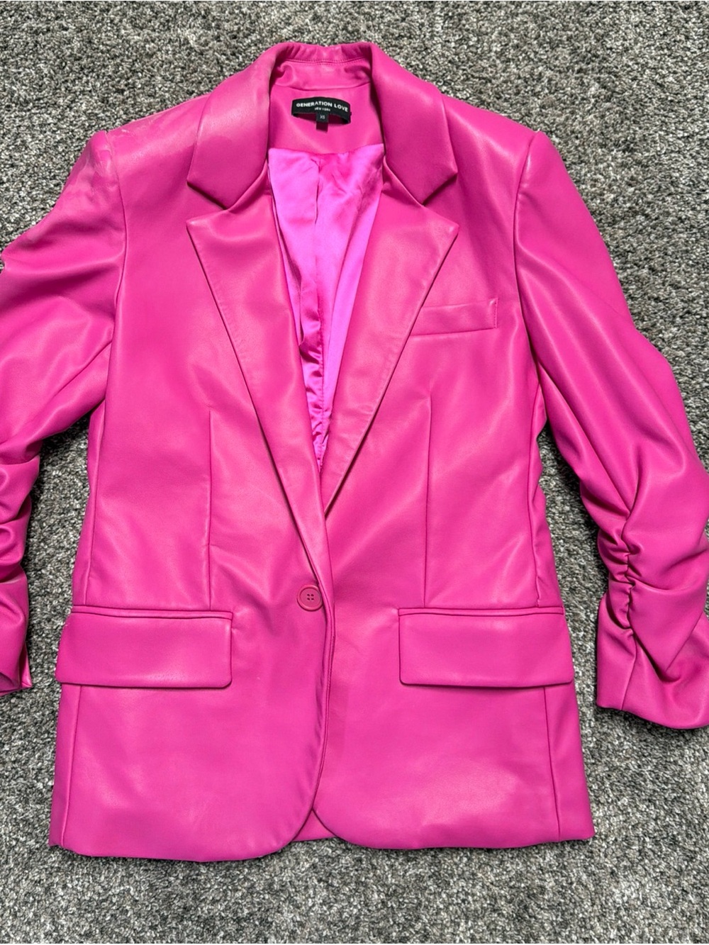 Generation Love Millie Vegan Leather Boyfriend Blazer Hot Pink Size XS NEW $365